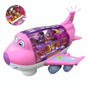 Imagem de Avião Musical Infantil Luz Gira Alegre Interativo Colorido - Alzza