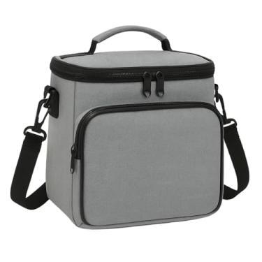 Imagem de Bolsa Térmica mala mão porta Marmita quente e gelado portátil Almoço Trabalho Viagem marmiteira isolamento Oxford dieta pote fitness bebida cores (Cinza)