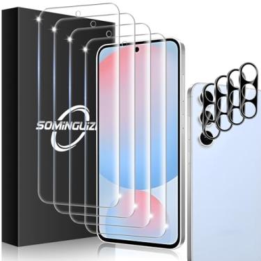 Imagem de Pacote com 4+4 para Samsung Galaxy S24 FE 5G protetor de tela e protetor de lente de câmera de telefone 9H, protetor de celular de vidro temperado, antiimpressões digitais (Galaxy S24 FE)