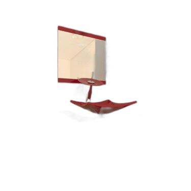 Imagem de Gabinete Banheiro 40Cm Torneira Cascata Vermelho Cereja