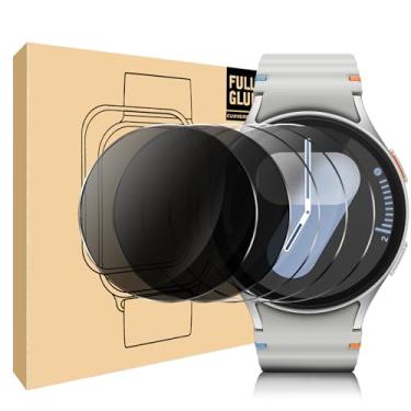 Imagem de NECARSIN [3+2] Pacote projetado para Samsung Galaxy Watch 7/6/5/4 protetor de tela de vidro temperado de 44 mm, borda redonda 2,5D, antiarranhões e sem bolhas