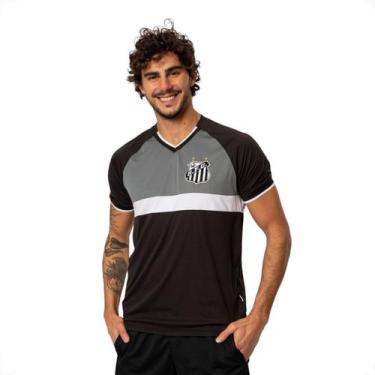 Imagem de Camiseta Masculina Santos F.C Oficial Esportiva Recorte, Preto, M