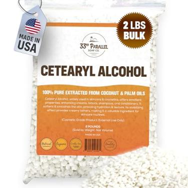 Imagem de Álcool CETEARYL (907 g) 100% puro extraído de óleos de coco e palma. Grânulos premium Álcool cetearílico para fazer loções, cremes, esfoliantes, xampus, condicionadores, hidratantes | 900 g