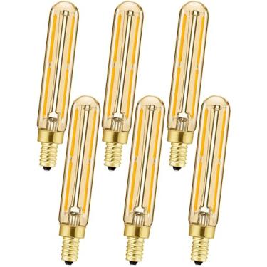 Imagem de Leools Lâmpada LED regulável 6W igual âmbar branco quente 2700K T6 T20 E12 lâmpada candelabro 60 watts para lustres, ventilador de teto, pingente, arandelas de parede AC120V 600LM e12 Pacote com 6
