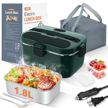 Imagem de DUPASU Lancheira elétrica Aquecedor de alimentos: Lancheira aquecida de 100 W para adultos, lancheira portátil de 1,8 L, aquecedor de alimentos para carro, caminhão, trabalho, viagem, Lonchera