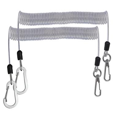 Imagem de SIWRIOM Cordão de pesca, cordões espirais resistentes, fio de aço inoxidável, cabo de extensão de corda de segurança, acessórios de pesca retráteis para varas, alicates, passeios de barco, remo