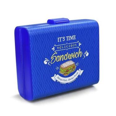 Imagem de Lancheira Label Azul Com Travas 19x17x66cm 25735 Arqplast