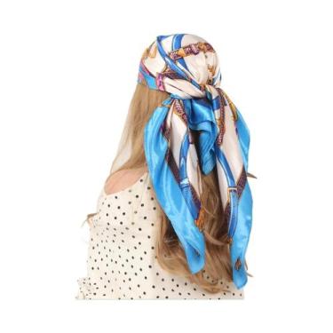 Imagem de Lenço De Seda Feminino 90x90cm, Quatro Estações, Hijab, Bandana, Envol
