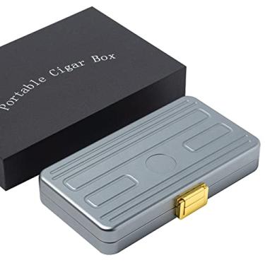Imagem de Caixa elegante para charutos com bandeja em cedro espanhol para homens e mulheres - Bolsa de viagem portátil para charutos (Cinza)