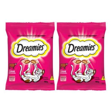Imagem de Kit 2 Petiscos para Gatos Dreamies Adultos Sabor Carne Tentadora com 4