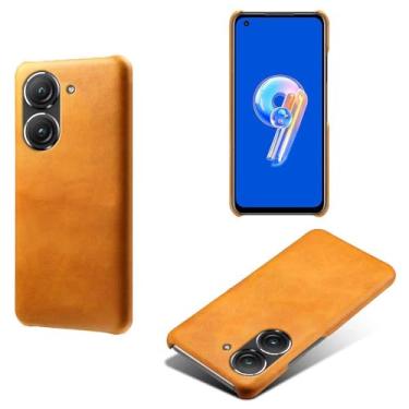 Imagem de Capa para Asus ZenFone 10,Proteção contra quedas,Casca de volta de cor sólida simples,Design de couro de imitação de plástico-Orange