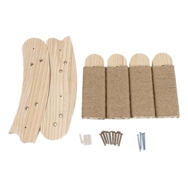 Imagem de KiBcsLic Prateleiras de escalada para gatos com escada de corda de sisal montada na parede, playground faça você mesmo, precisa montar estável para gatos