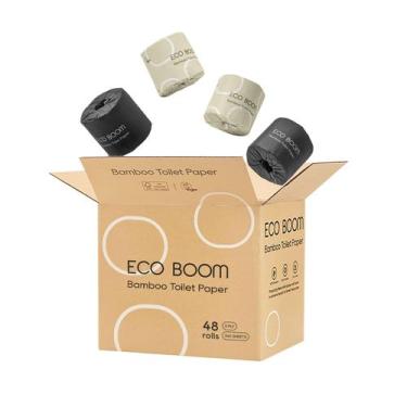 Imagem de Papel higiênico ECO BOOM 100% bambu, 3 camadas, 48 rolos, 360 folhas