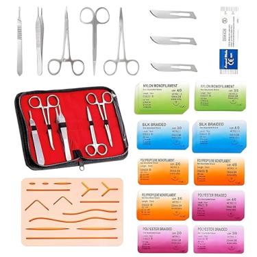Imagem de Kit De Sutura Para Estudantes De Medicina (30 Peças) Com Almofada De Silicone Durável Ferramentas Prática Roscas E Agulhas