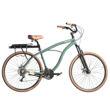 Imagem de Bicicleta BLITZ Aro 29 Terral Beach Cruiser Alumínio Cambio SH 21v Freio á Disco + Bagageiro e Cadeado (Verde Oliva, 18)