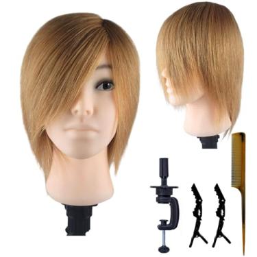 Imagem de Cabeça de manequim de barbeiro masculino cabeça de treinamento de corte de cabelo humano cabeça de manequim