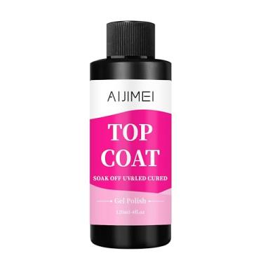 Imagem de AIJIMEI 120 ml Top Coat esmalte de gel premium 10 ml de longa duração, revestimento superior para esmalte de unhas em gel – Acabamento de arte de unhas para salão de beleza em casa