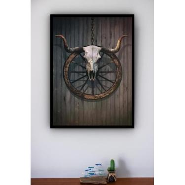 Imagem de Quadro Decorativo Cabeça De Boi - 70X50Cm - Quadros On-Line