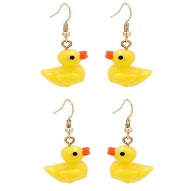 Imagem de Conjunto de 2 a 3 pares de brincos engraçados de resina com desenho animado de pato, pato, peixe, peixe, dourado, engraçado, adorável, criativo, animal para mulheres, meninas, adolescentes, joias de