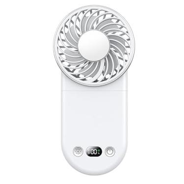 Imagem de SAYTAY Ventilador portátil, ventilador portátil dobrável de 180° com visor digital mini ventilador de vento de 3 velocidades, ventilador de pescoço multifuncional ventilador de mesa carregador