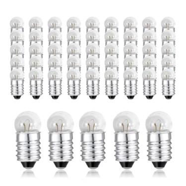 Imagem de YAFIYGI 50 peças de lâmpadas em miniatura E10 de 0,3 A 6 V de substituição de lanternas minúsculas para experimentos de circuito, pequenos projetos científicos, lâmpadas de substituição