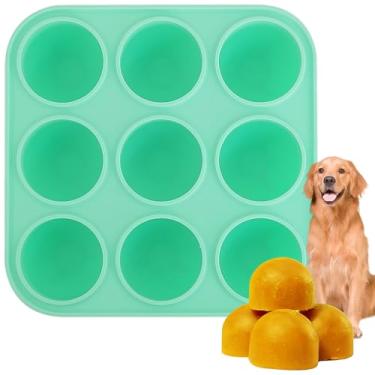 Imagem de Zorazio 9Cavities Molde de silicone para petiscos para cachorros Woof Pupsicle & Power Chewer, moldes de guloseimas para cães congelados para fazer guloseimas, bandeja reutilizável para o brinquedo