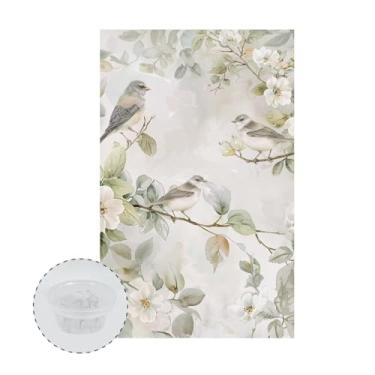 Imagem de Babrukda Capa protetora de encosto de cabeça floral Sparrow para sofá de flor de pera com pregos de fixação à prova de poeira, capa de descanso de cabeça para cadeira, 2 peças para poltronas