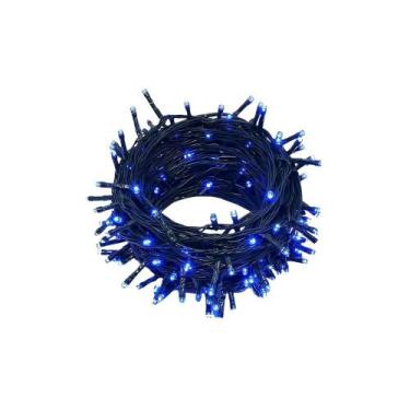 Imagem de Cordão 100 Led Fixo Azul Claro 10M com Strobo 220V - V8