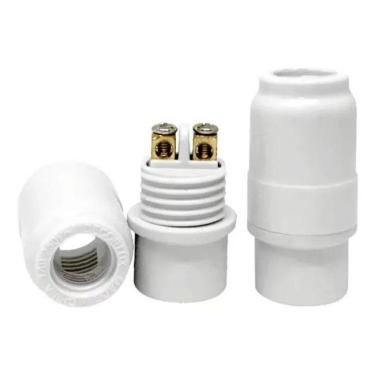 Imagem de 2X Kit 12 Bocal Pendente Soquete E14 Plástico Branco Decorlu