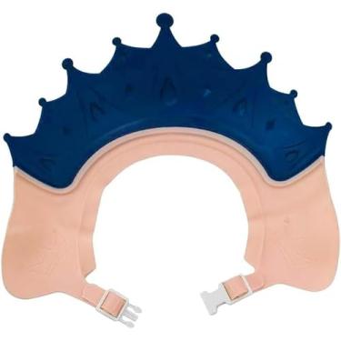 Imagem de Chapéu de Banho Bebê Amarelo Viseira Protetora Anti Shampoo em Forma de Coroa