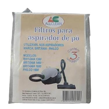 Imagem de SACO FILTRO DESCARTÁVEL PARA ASPIRADOR DE PÓ BRITÂNIA 1380 1460 1600 PHILCO 1680 Contém 3 unidades