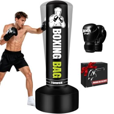 Imagem de Saco de pancadas pesado independente para adultos, saco de pancadas em pé de 177 cm, bolsa pesada com luvas de boxe, mulheres, homens, equipamento de treinamento de boxe, sacos de kickboxing para