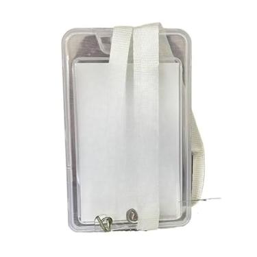 Imagem de Porta cartão crachá com cordão Suporte de plástico para cartão retrátil(branco)