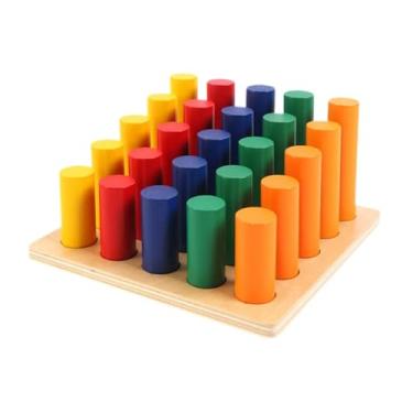 Imagem de Generic de madeira Cores de brinquedos educacionais de madeira Classificando o PEG geométrico de devlopment precoce para crianças 2 crianças de 3 anos