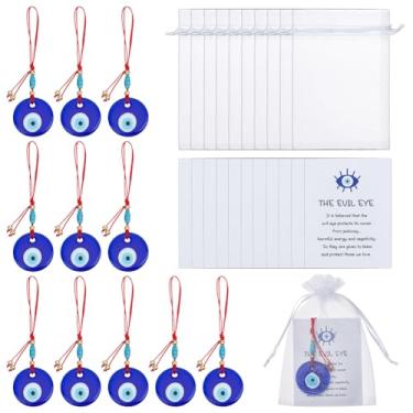 Imagem de OLYCRAFT 12 pingentes turcos azuis com olho turco, pingente de vidro para pendurar com olho turco, boa sorte, amuleto grego, contas de olhos maléficos, pingentes com cordas, para chaveiro, joias