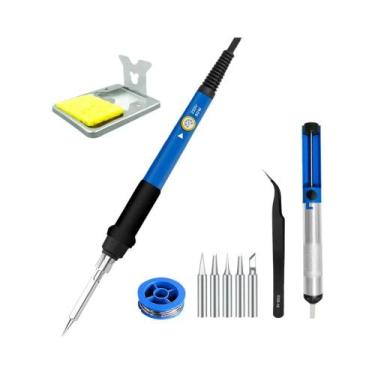 Imagem de Kit De Ferro De Solda Ajustável De Temperatura 60W Com Mini Cabo, Ferr