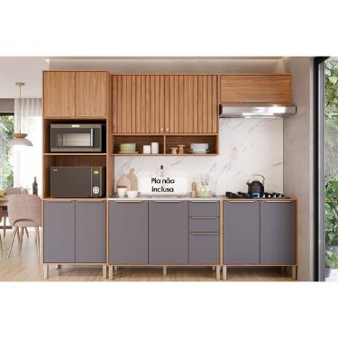 Imagem de Kit de Cozinha Completa 5 Peças Divina (2Aéreos+2Balcões+1TorreQuente) C5P187 Freijo/Titanium - MGM