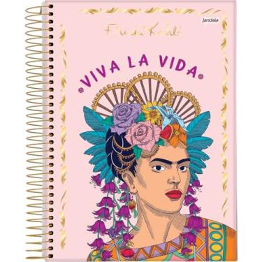 Imagem de Jandaia - Caderno Espiral Universitário CD 1 Matéria 80 Fls Frida Kahlo Fundo Rosa Bebe FSC