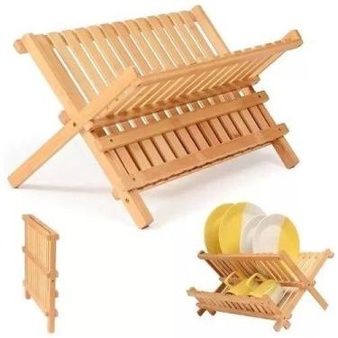 Imagem de Escorredor De Pratos Louça Em Bambu Natural  - Top Chef, Suporte Prato