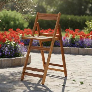Imagem de Cadeira Bistrô Dobrável em Madeira Eucalipto Verniz - Marcenaria Real