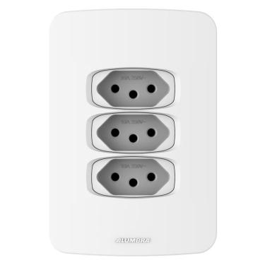 Imagem de Conjunto 1 Placa 4x2 + 3 Tomadas 2 Pólos + Terra  10A Gracia Maxx Alumbra Branco