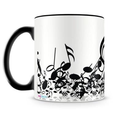 Imagem de Caneca Personalizada Notas Musicais Preta - 325ml - Amo Canecas