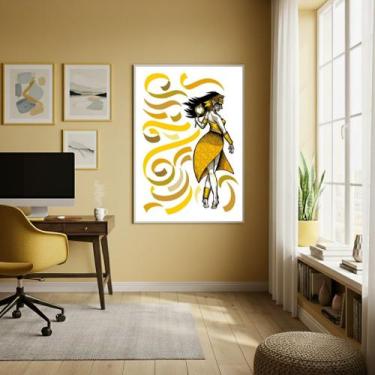 Imagem de Quadro Decorativo Oxum Fitas Amarelas - 70x50cm - Quadros On-line, Mol