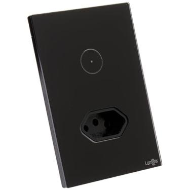Imagem de Interruptor Touch 1 Botão + Tomada Glass Espelho Em Acrilico Preto Lumenx