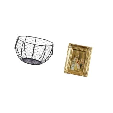 Imagem de Fenteer Cesta de Armazenamento de Arame para Ovos, Cesta de Arame de Ferro Trançado, Moldura de Resina para Fotos, Suporte para Cartões, Pôster, Porta-retrato