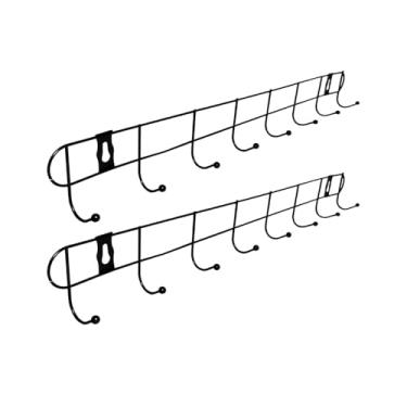Imagem de Kit com 2 Suportes de Parede Cabideiro 8 Ganchos - Resistente, Ideal para Banheiro, Cozinha, Quarto e Varanda (Preto)