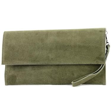 Imagem de Modamoda de - ital. Bolsa de couro clutch bolsa axila bolsa noturna couro metálico M106-151, verde-oliva 2021, S