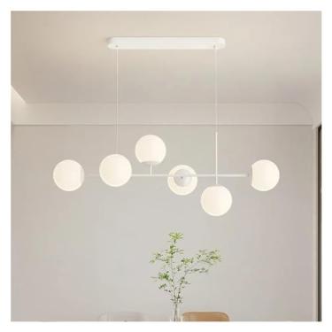 Imagem de Luminárias pendentes brancas francesas para mesa de jantar, luz suspensa compatível com sala de estar, bar, ilha de cozinha, lustre de bar, lâmpada E27 incluída, 220 V, lâmpadas de lustre