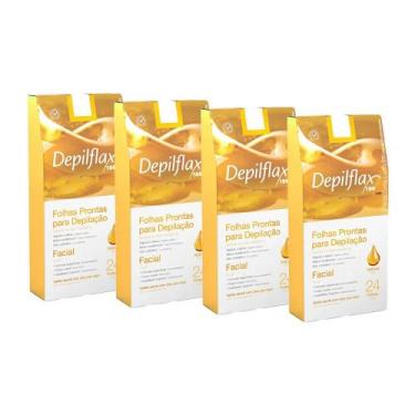 Imagem de 4cx Folhas Prontas Depilação Facial Depilflax Natural 24un
