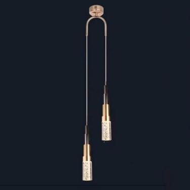 Imagem de Lustre LED Cristal Cilindro Pendente Luzes 2 Luz Moderno Mini Linear Teto Pendurado Lâmpada Em Barra Única Longa Faixa LED Lustre Para Cozinha Quarto Sala De Jantar Luz De Teto 2 luzes